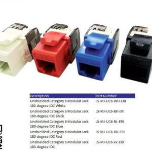 Đầu nối cáp UTP CAT6,180o,có mã màu T568A/B,dạng ERI,xx