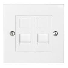 Nắp ổ cắm mạng(86x86) kiểu British có màn trập che bụi & ký hiệu,4 cổng