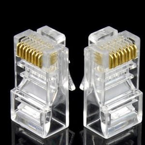 Đầu cắm chuẩn RJ45 dành cho cáp UTP CAT5e(sử dụng cho cả lõi nhiều sợi và lõi đặc),có mạ một lớp vàng dày 50 micro-inch