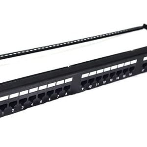 Bản đấu nối cáp UTP CAT6, 24 cổng, có thanh quản lý cáp, UL Listed và RoHS, bao gồm Modular Jack