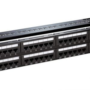 Bản đấu nối cáp đồng có 48 có thanh quản lý cáp, rộng 2U, khung bằng kim loại dùng cho chống nhiễu, không bao gồm Modular Jack